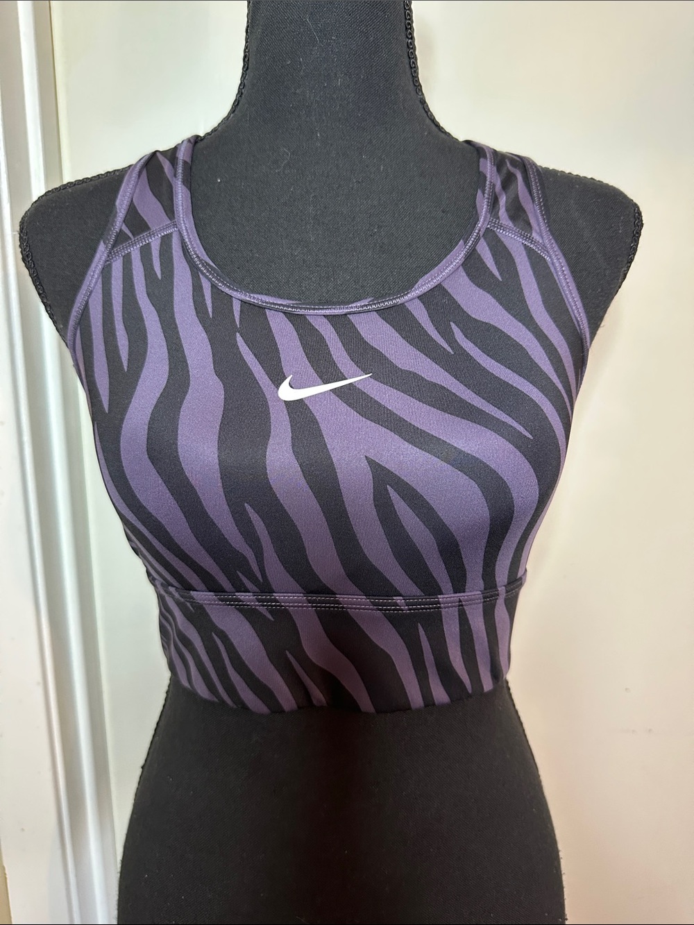 Nike Purple and Black Zebra-Print Sports Bra